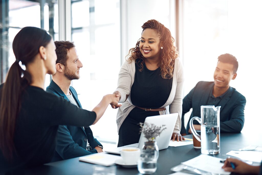 Onboarding Welcome And Business People With A Handshake