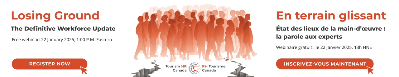 A free webinar, Losing Ground, hosted by Tourism HR Canada hosted on Zoom. The banner image directs to the Zoom registration link.