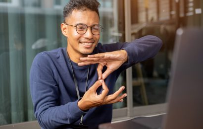 Close Up Indian Businessman Make Gesture Hand About Help Sign